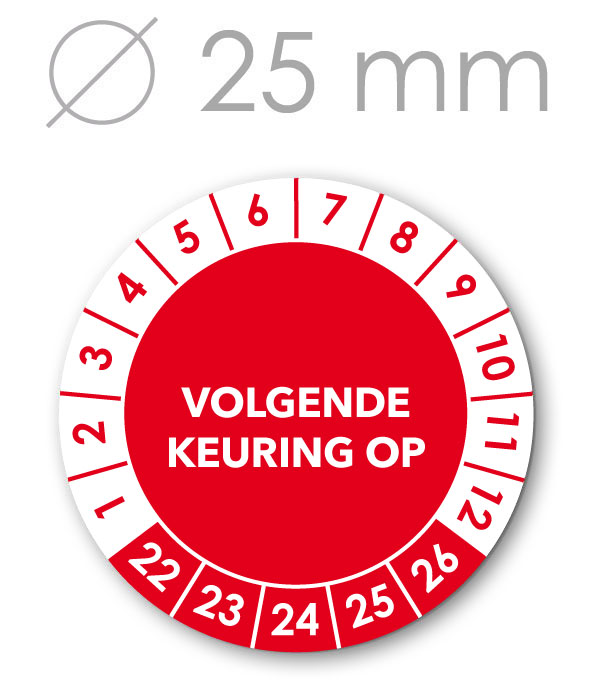 Volgende Keuring ROOD 25 mm.